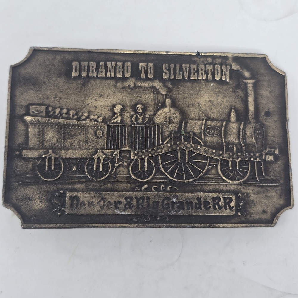 Vintage Durango to Silverton Denver & Rio Grande Railroad Brass Belt Buckle 1-36 - Picture 3 of 5